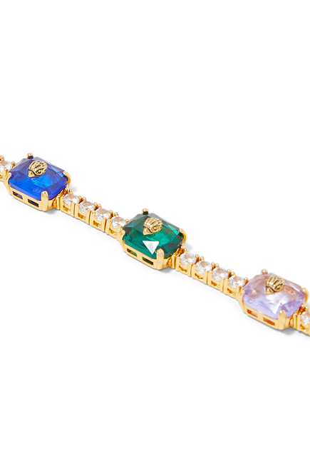 Jewel Tennis Bracelet, Brass & Crystals